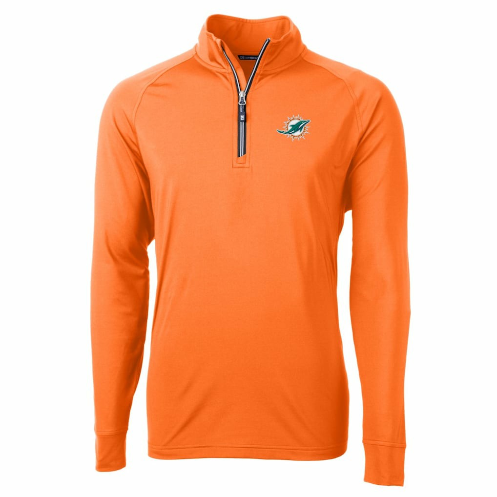 Cutter & Buck Adapt Eco Knit Stretch Recycled Quarter-Zip Jacket - Miami Dolphins Jackets