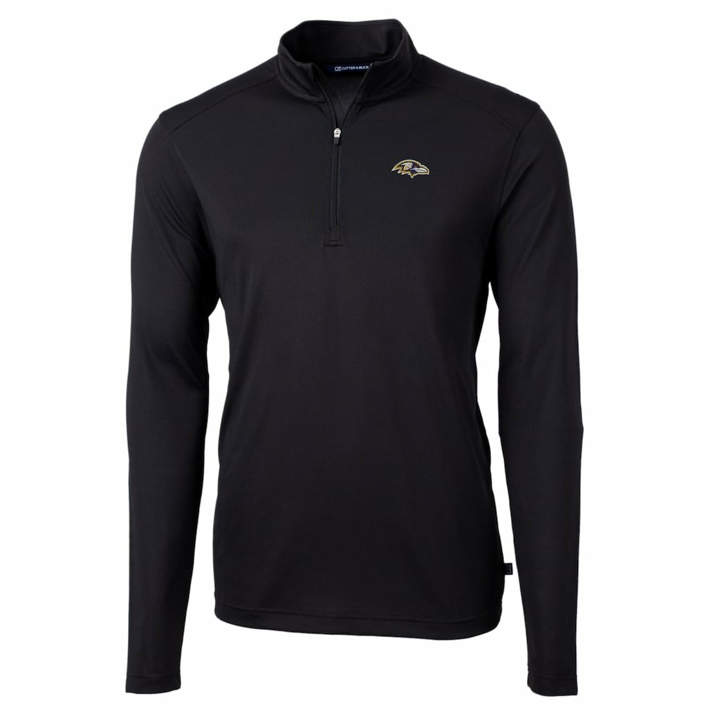 Cutter & Buck Big & Tall Virtue Eco Pique Quarter-Zip Pullover Jacket - Baltimore Ravens Pullover