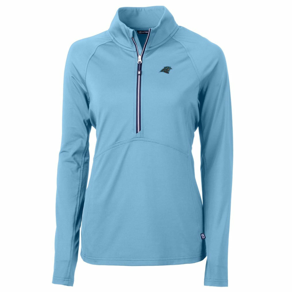 Cutter & Buck Women's Adapt Eco Knit Stretch Recycled Half-Zip Pullover Top - Carolina Panthers Pullover