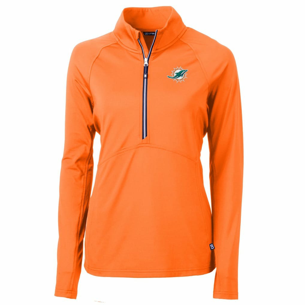 Cutter & Buck Women's Adapt Eco Knit Stretch Recycled Half-Zip Pullover Top - Miami Dolphins Pullover