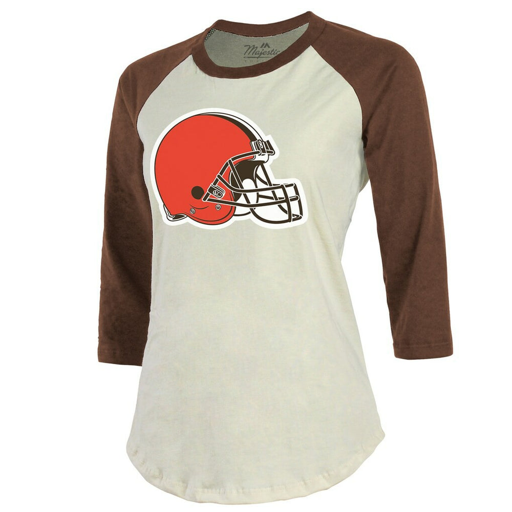 Deshaun Watson  Majestic Threads Women's Player Name & Number Tri-Blend Three-Quarter Sleeve T-Shirt - Cleveland Browns T-shirts