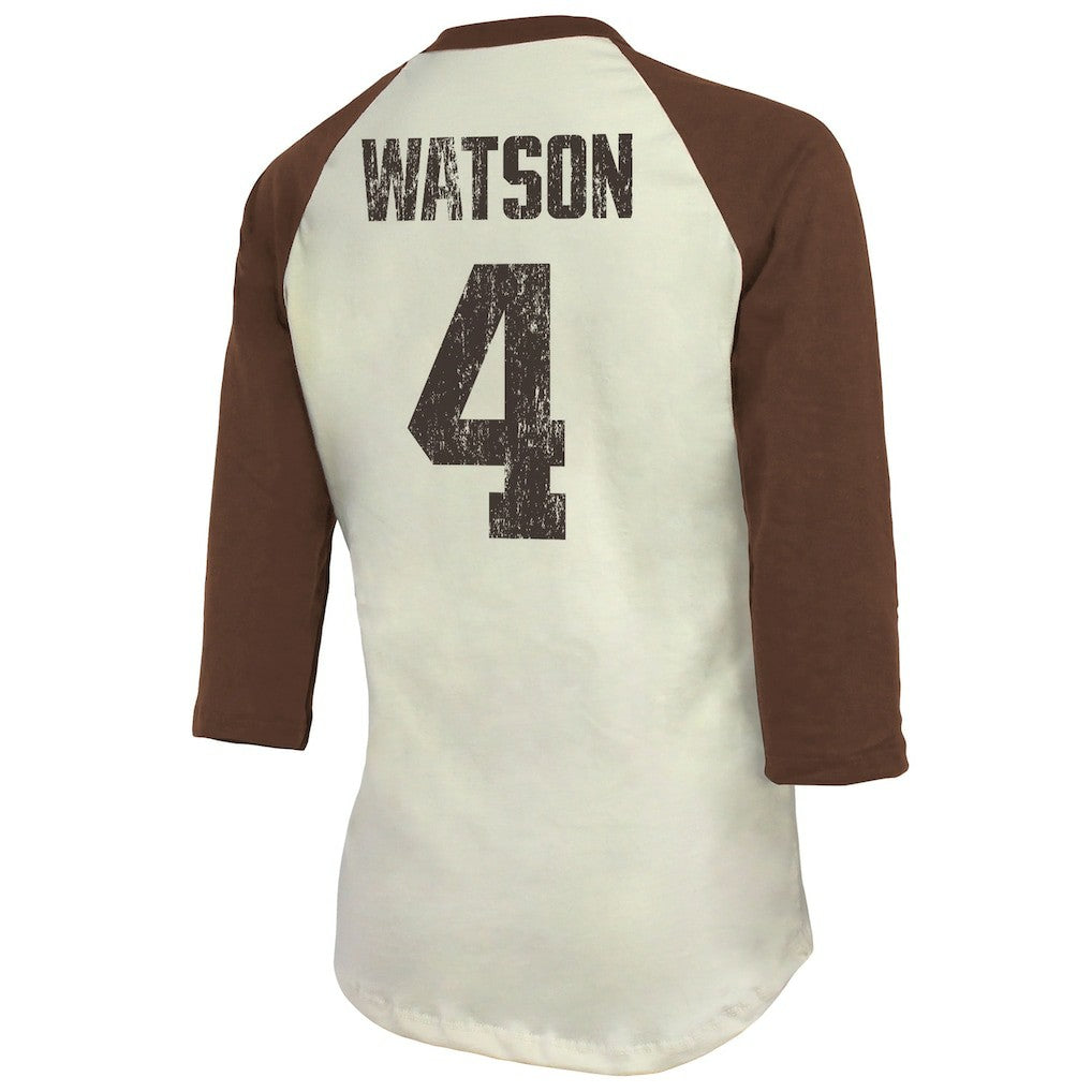 Deshaun Watson  Majestic Threads Women's Player Name & Number Tri-Blend Three-Quarter Sleeve T-Shirt - Cleveland Browns T-shirts