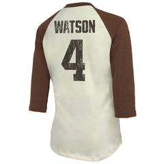 Deshaun Watson  Majestic Threads Women's Player Name & Number Tri-Blend Three-Quarter Sleeve T-Shirt - Cleveland Browns T-shirts
