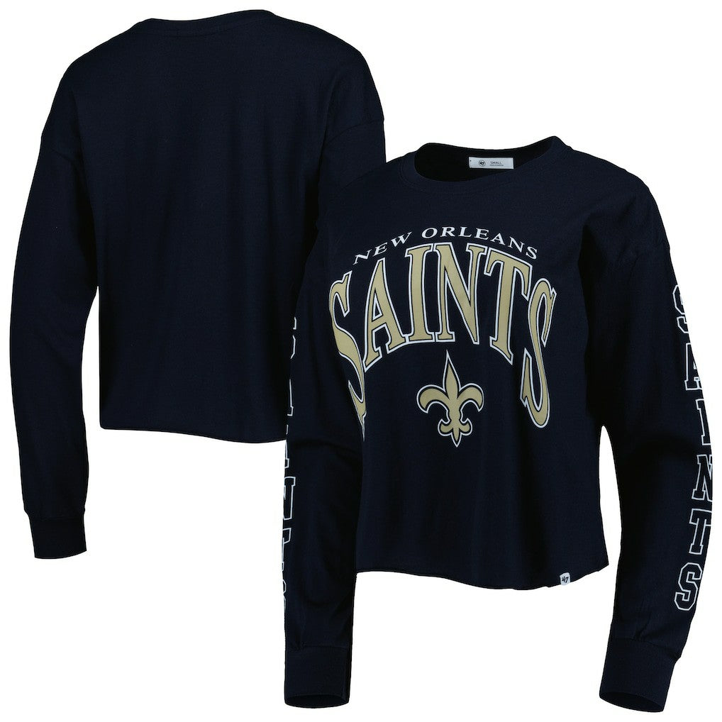 '47 Women's Skyler Parkway Cropped Long Sleeve T-Shirt - New Orleans Saints T-shirts