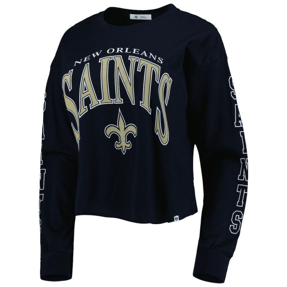 '47 Women's Skyler Parkway Cropped Long Sleeve T-Shirt - New Orleans Saints T-shirts