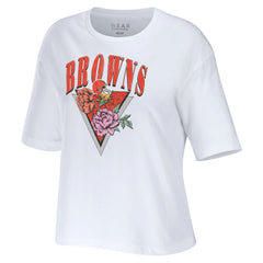 WEAR by Erin Andrews Women's Boxy Floral Cropped T-Shirt - Cleveland Browns T-shirts