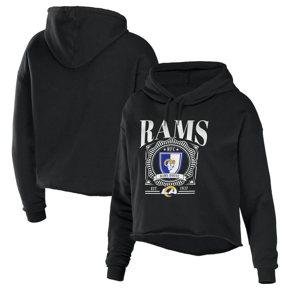 WEAR by Erin Andrews Women's Cropped Sponge Fleece Pullover Hoodie - Los Angeles Rams Hoodies