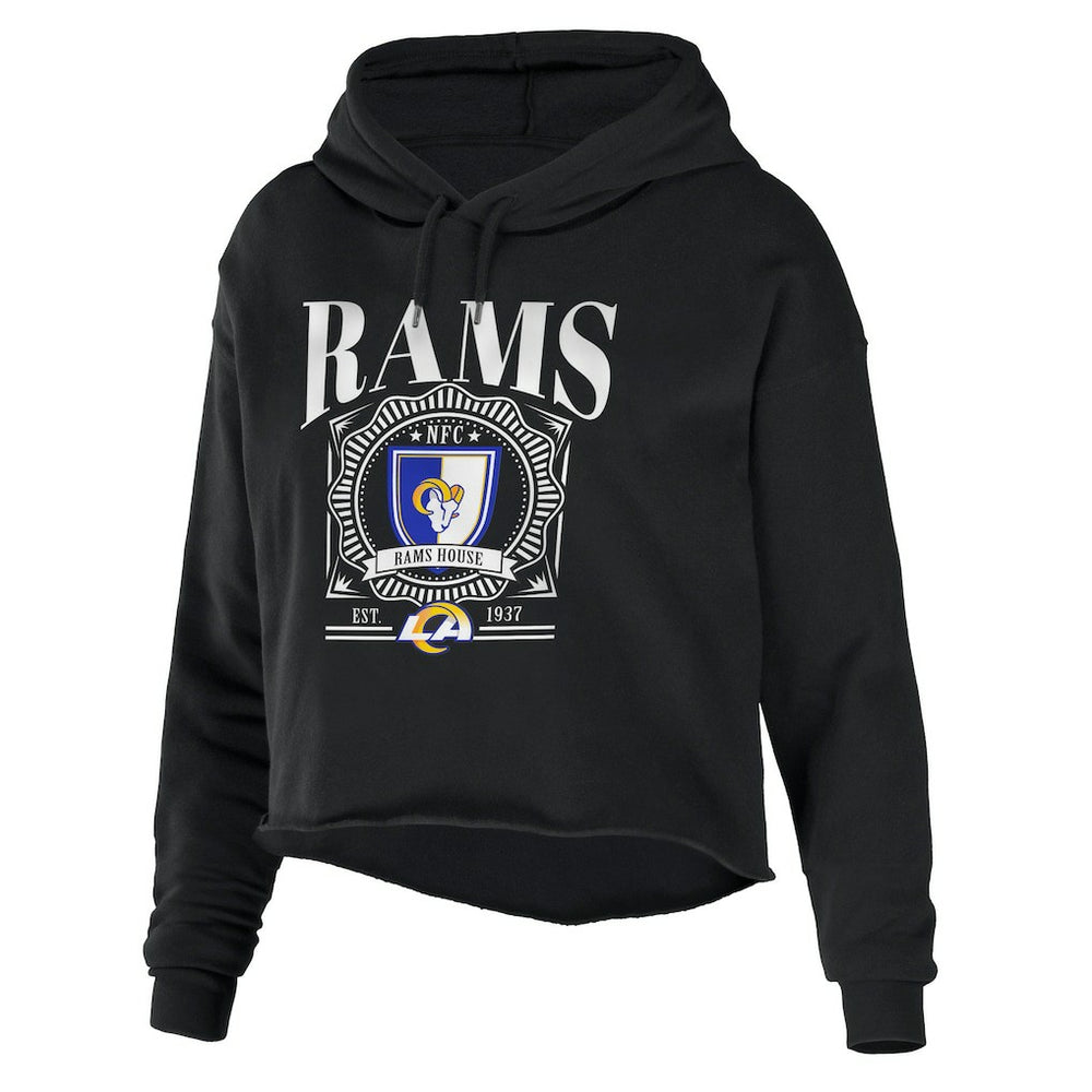 WEAR by Erin Andrews Women's Cropped Sponge Fleece Pullover Hoodie - Los Angeles Rams Hoodies