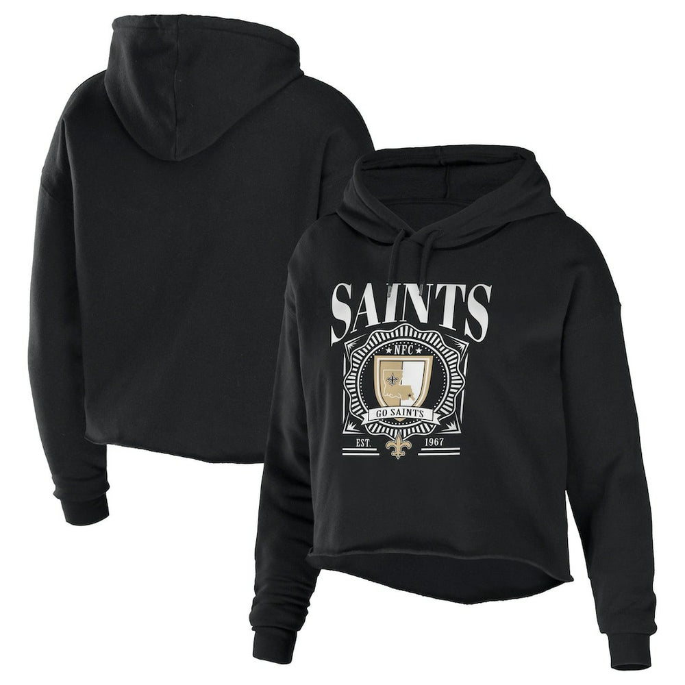 WEAR by Erin Andrews Women's Cropped Sponge Fleece Pullover Hoodie - New Orleans Saints Hoodies