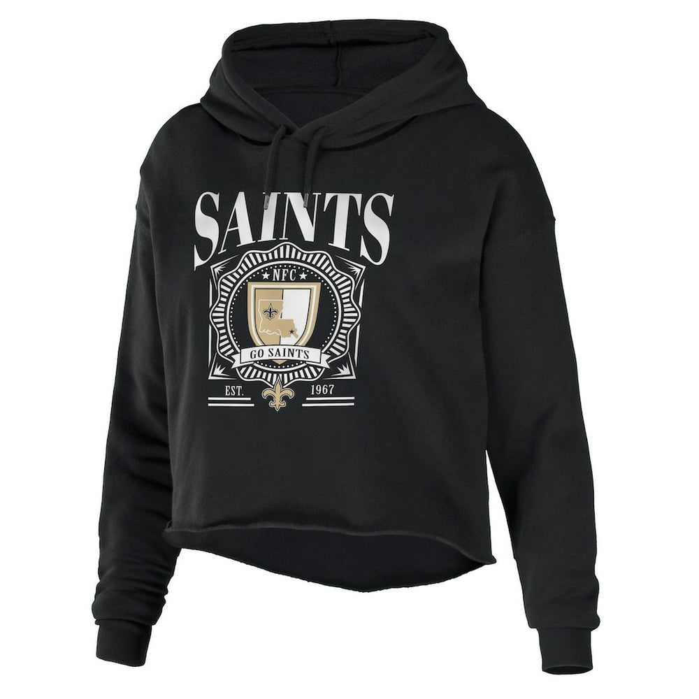 WEAR by Erin Andrews Women's Cropped Sponge Fleece Pullover Hoodie - New Orleans Saints Hoodies