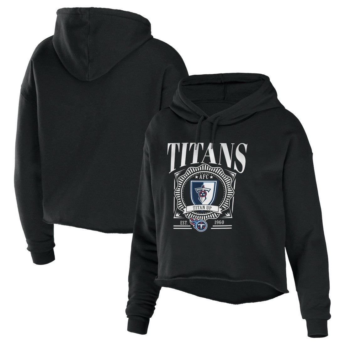 WEAR by Erin Andrews Women's Cropped Sponge Fleece Pullover Hoodie - Tennessee Titans Hoodies