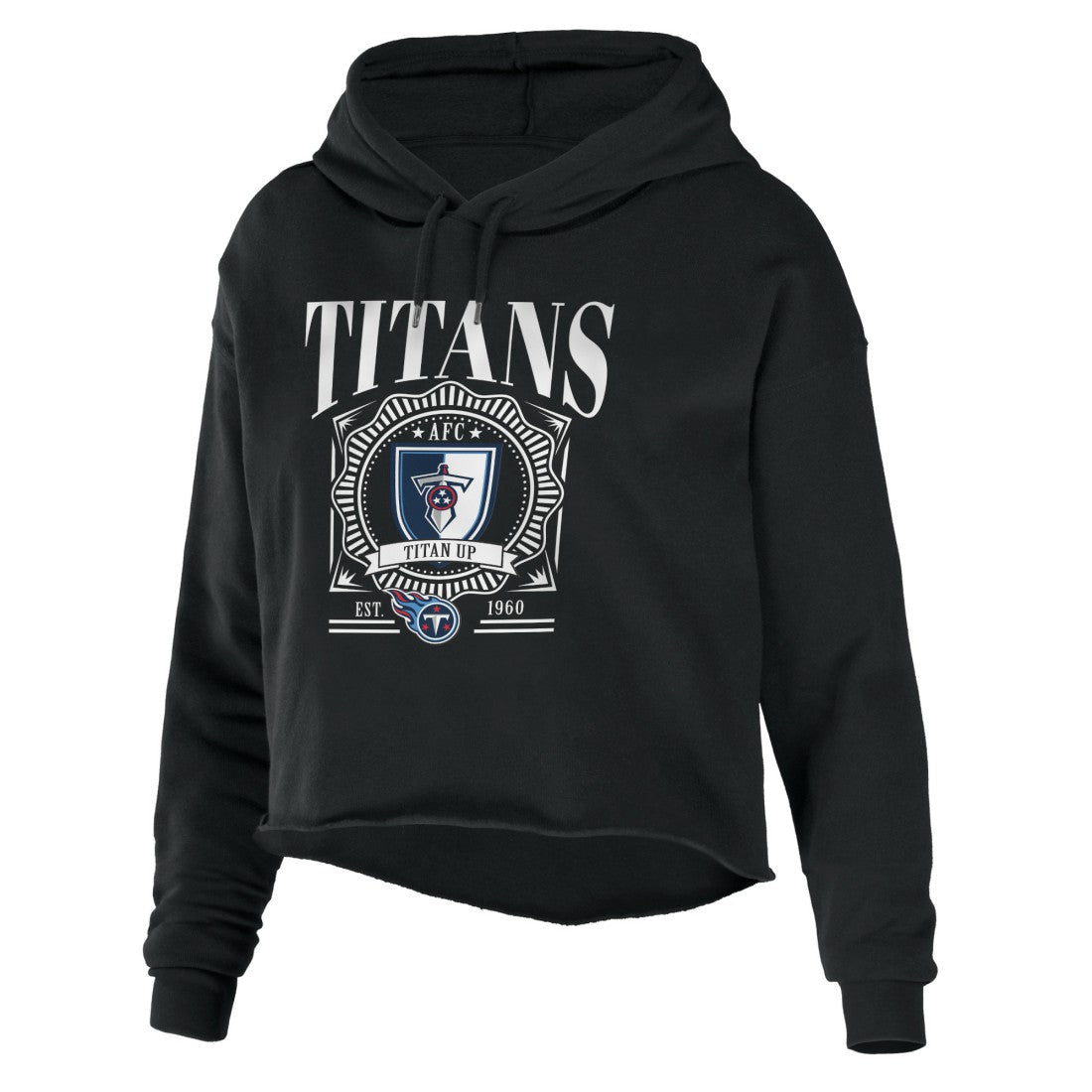 WEAR by Erin Andrews Women's Cropped Sponge Fleece Pullover Hoodie - Tennessee Titans Hoodies