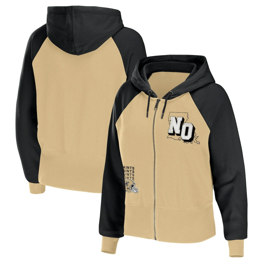 WEAR by Erin Andrews Women's Colorblock Lightweight Full-Zip Hoodie - New Orleans Saints Hoodies