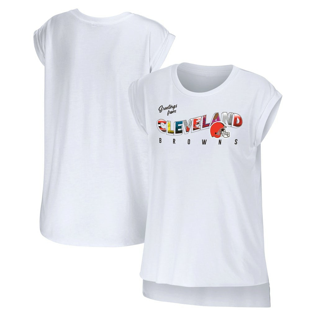 WEAR by Erin Andrews Women's Greetings From Muscle T-Shirt - Cleveland Browns T-shirts