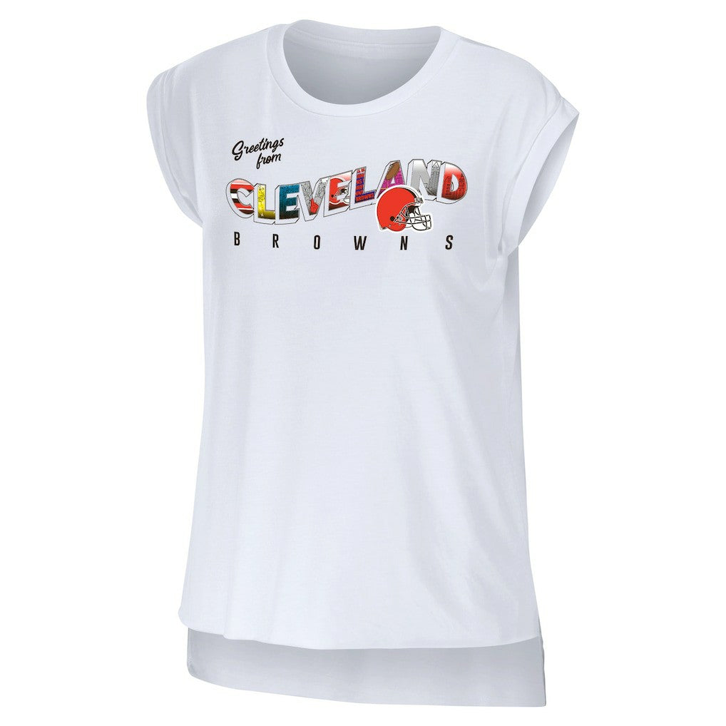 WEAR by Erin Andrews Women's Greetings From Muscle T-Shirt - Cleveland Browns T-shirts