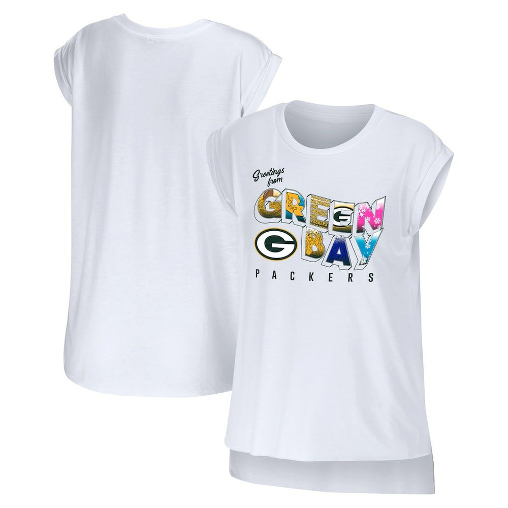 WEAR by Erin Andrews Women's Greetings From Muscle T-Shirt - Green Bay Packers T-shirts