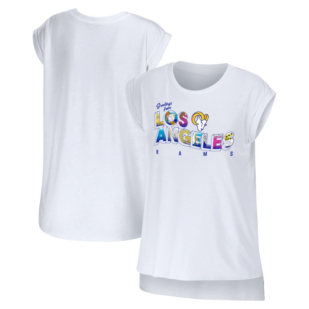 WEAR by Erin Andrews Women's Greetings From Muscle T-Shirt - Los Angeles Rams T-shirts