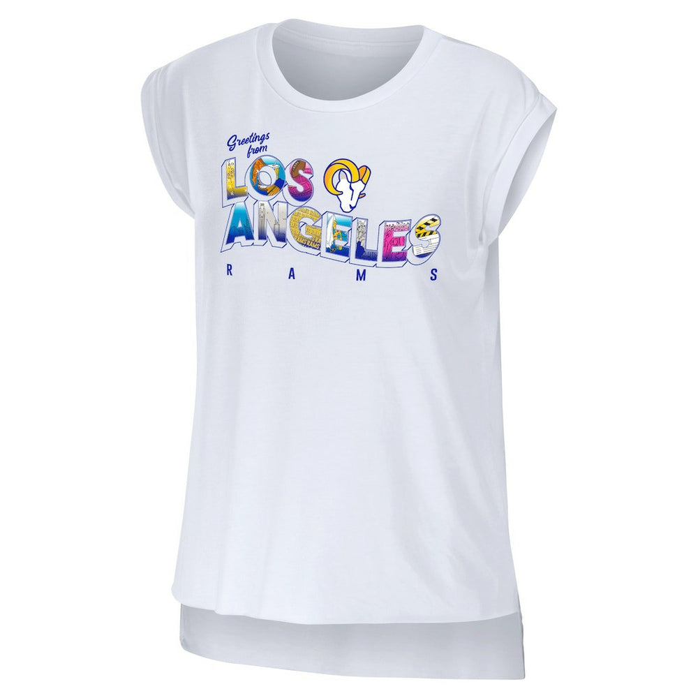 WEAR by Erin Andrews Women's Greetings From Muscle T-Shirt - Los Angeles Rams T-shirts