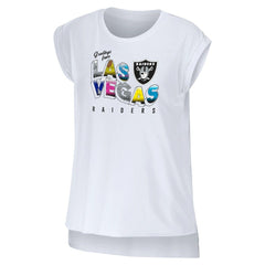 WEAR by Erin Andrews Women's Greetings From Muscle T-Shirt - Las Vegas Raiders T-shirts