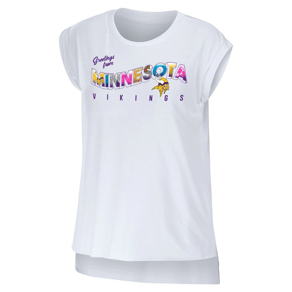 WEAR by Erin Andrews Women's Greetings From Muscle T-Shirt - Minnesota Vikings T-shirts
