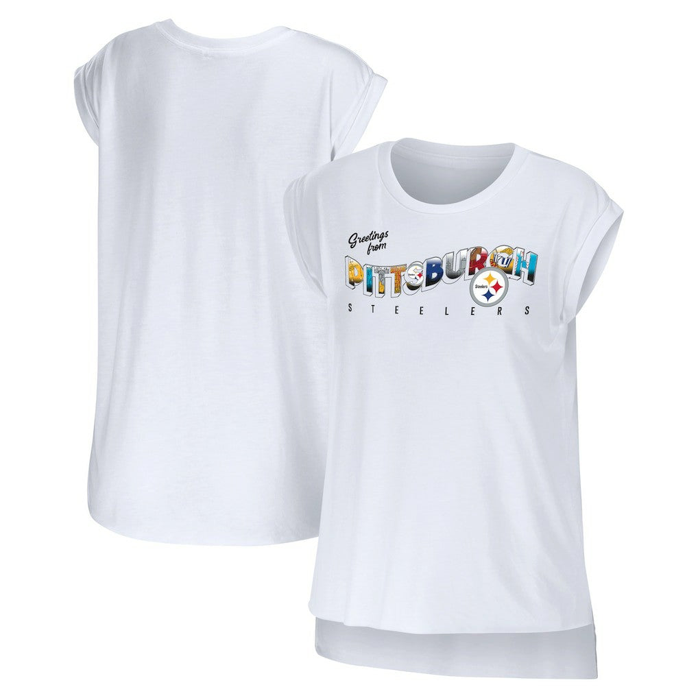 WEAR by Erin Andrews Women's Greetings From Muscle T-Shirt - Pittsburgh Steelers T-shirts