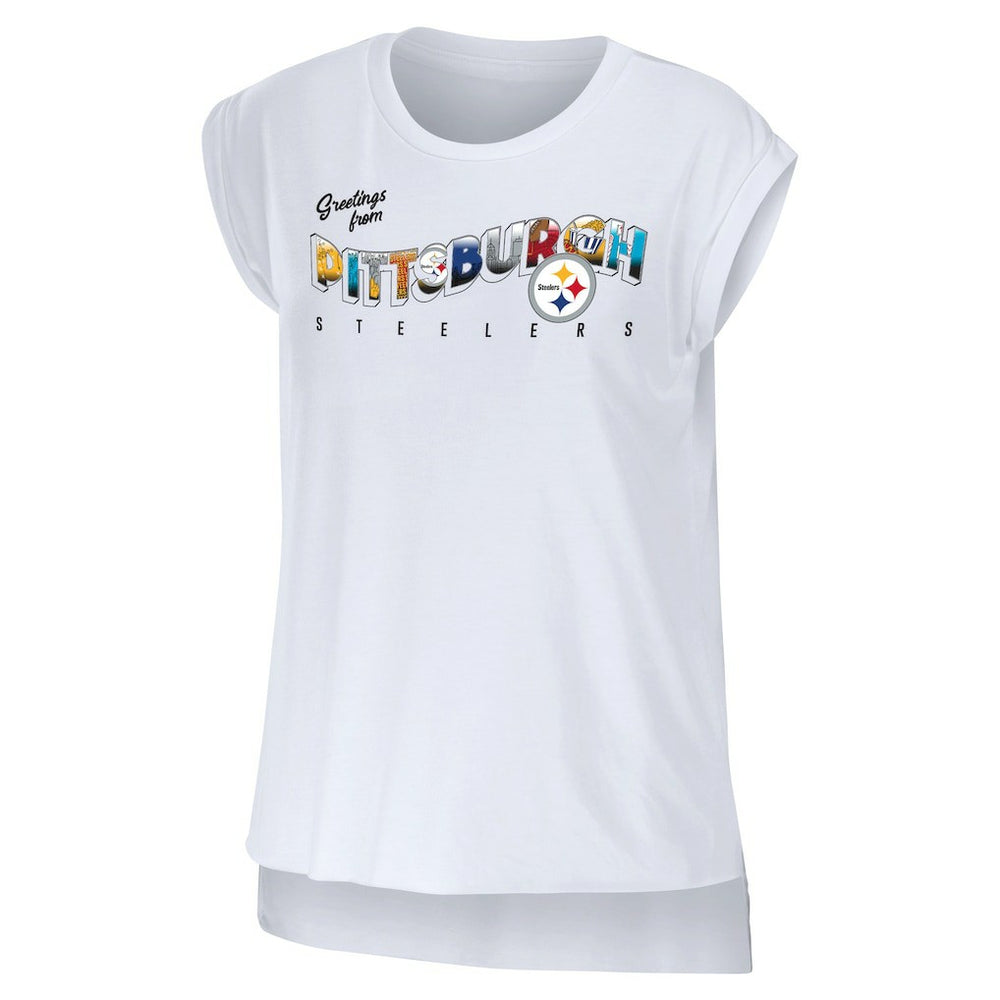 WEAR by Erin Andrews Women's Greetings From Muscle T-Shirt - Pittsburgh Steelers T-shirts