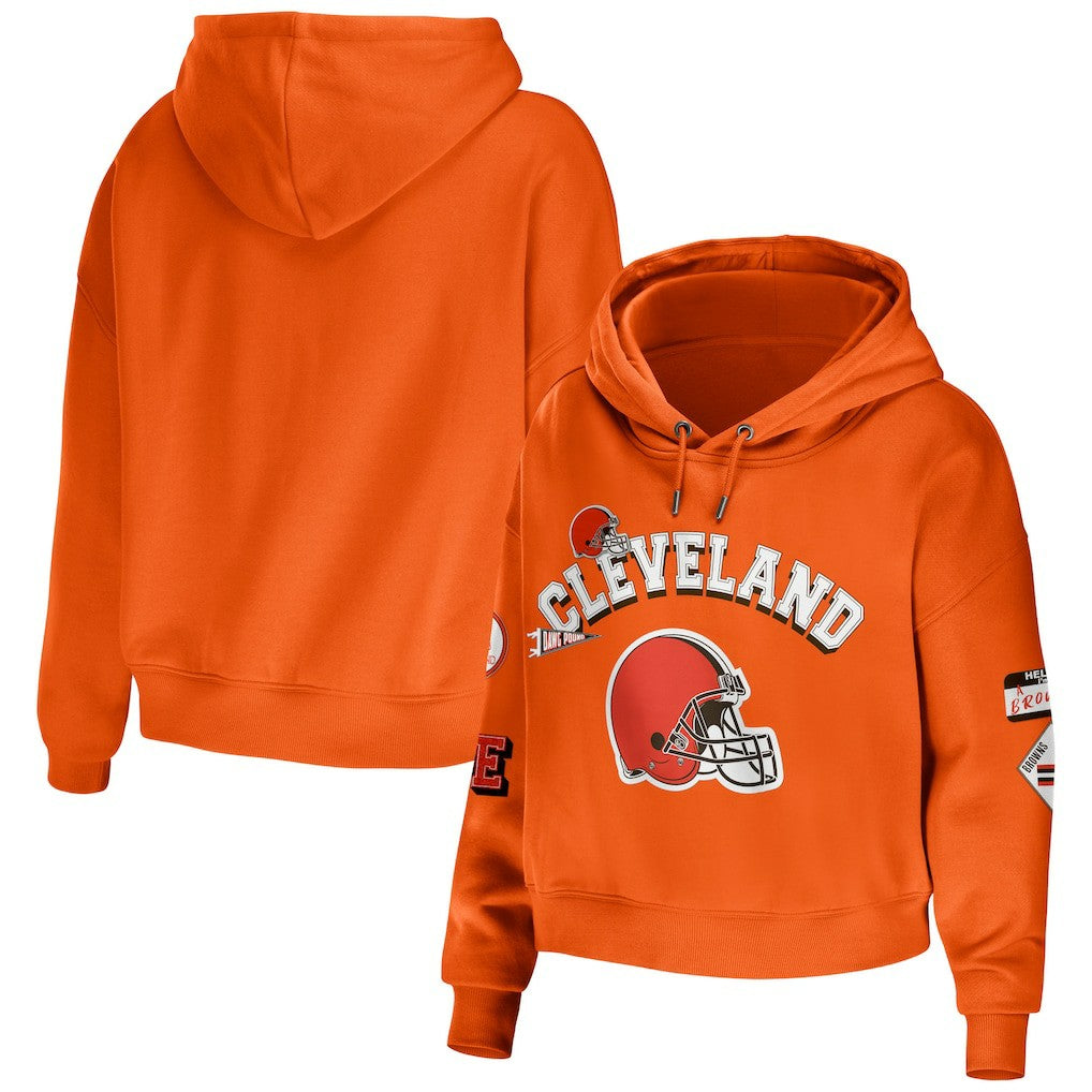 WEAR by Erin Andrews Women's Modest Cropped Pullover Hoodie - Cleveland Browns Hoodies