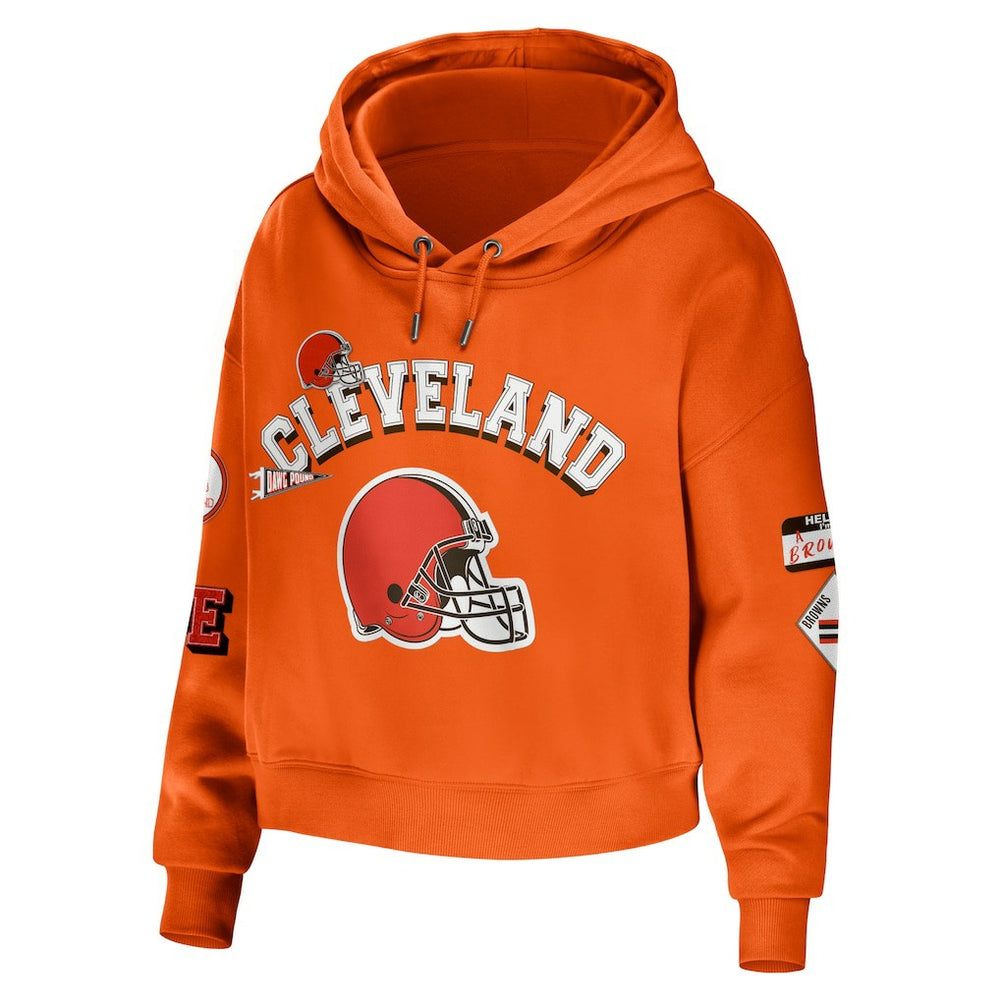 WEAR by Erin Andrews Women's Modest Cropped Pullover Hoodie - Cleveland Browns Hoodies