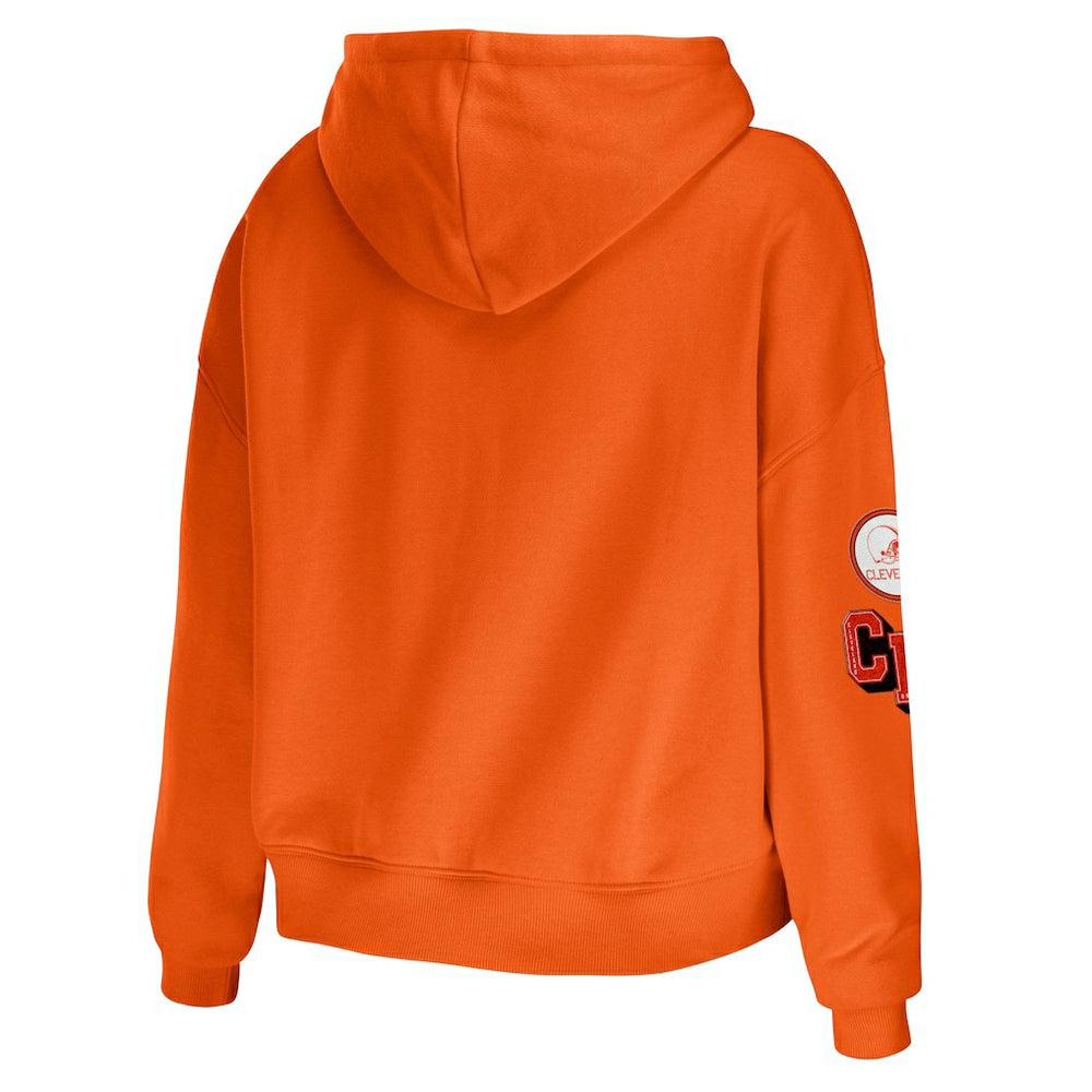 WEAR by Erin Andrews Women's Modest Cropped Pullover Hoodie - Cleveland Browns Hoodies