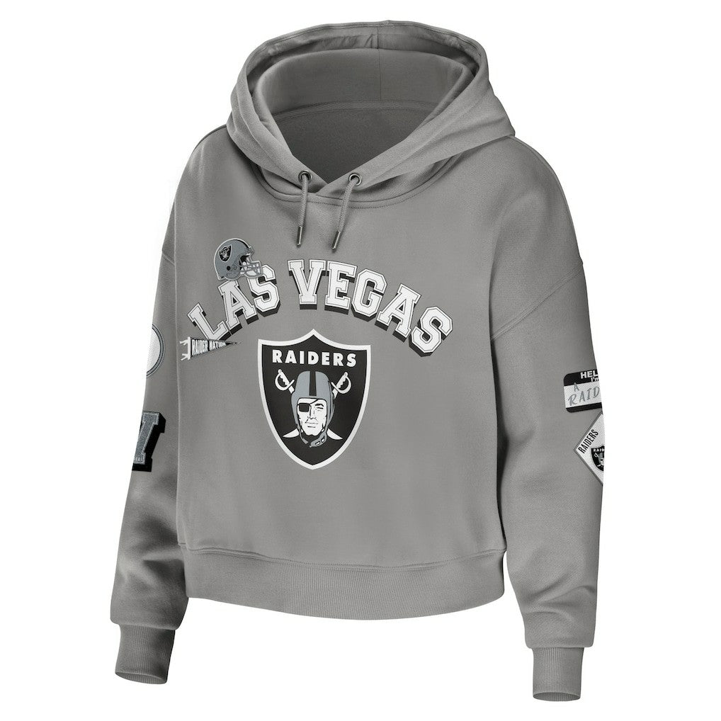 WEAR by Erin Andrews Women's Modest Cropped Pullover Hoodie - Las Vegas Raiders Hoodies