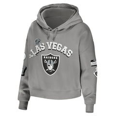 WEAR by Erin Andrews Women's Modest Cropped Pullover Hoodie - Las Vegas Raiders Hoodies