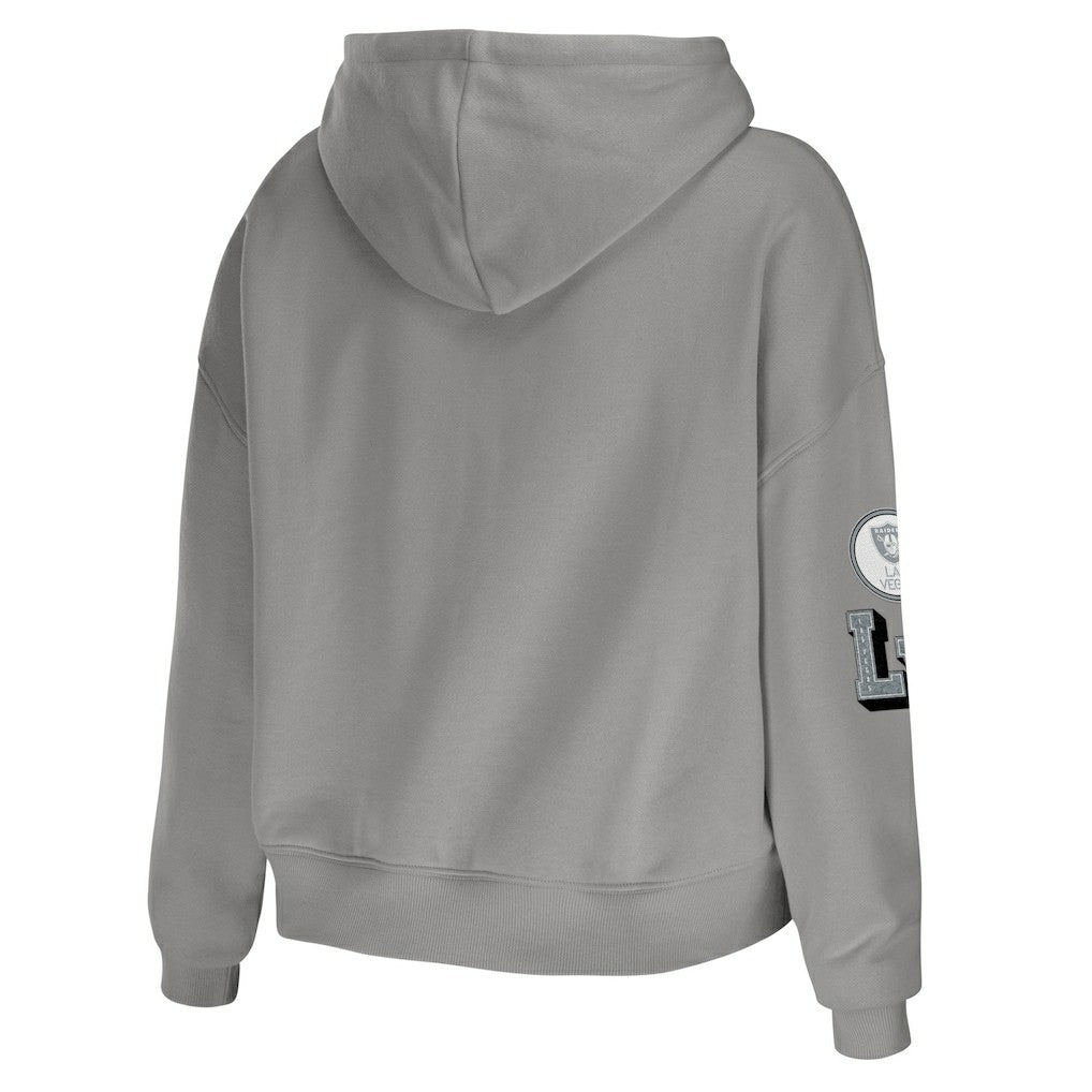 WEAR by Erin Andrews Women's Modest Cropped Pullover Hoodie - Las Vegas Raiders Hoodies