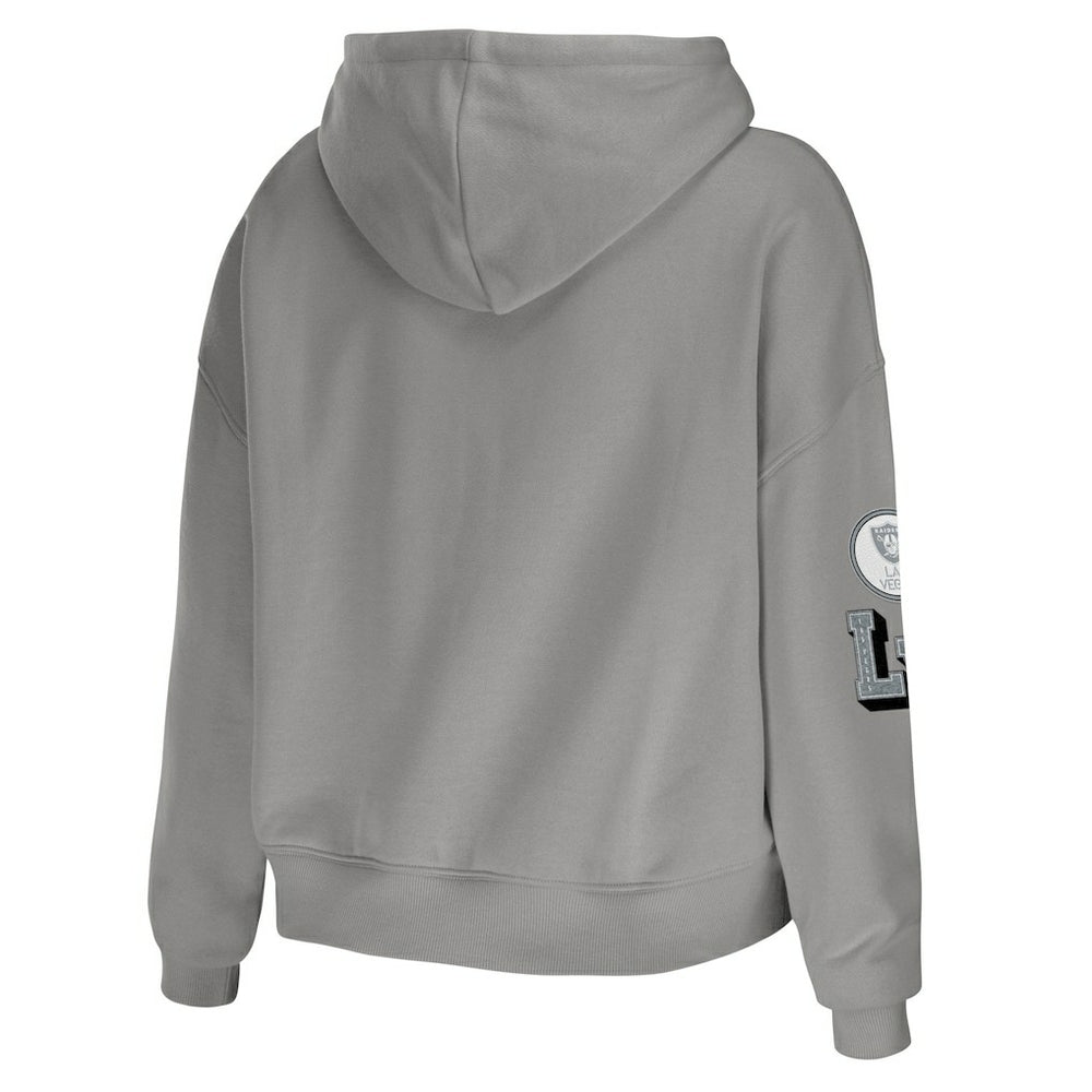 WEAR by Erin Andrews Women's Modest Cropped Pullover Hoodie - Las Vegas Raiders Hoodies