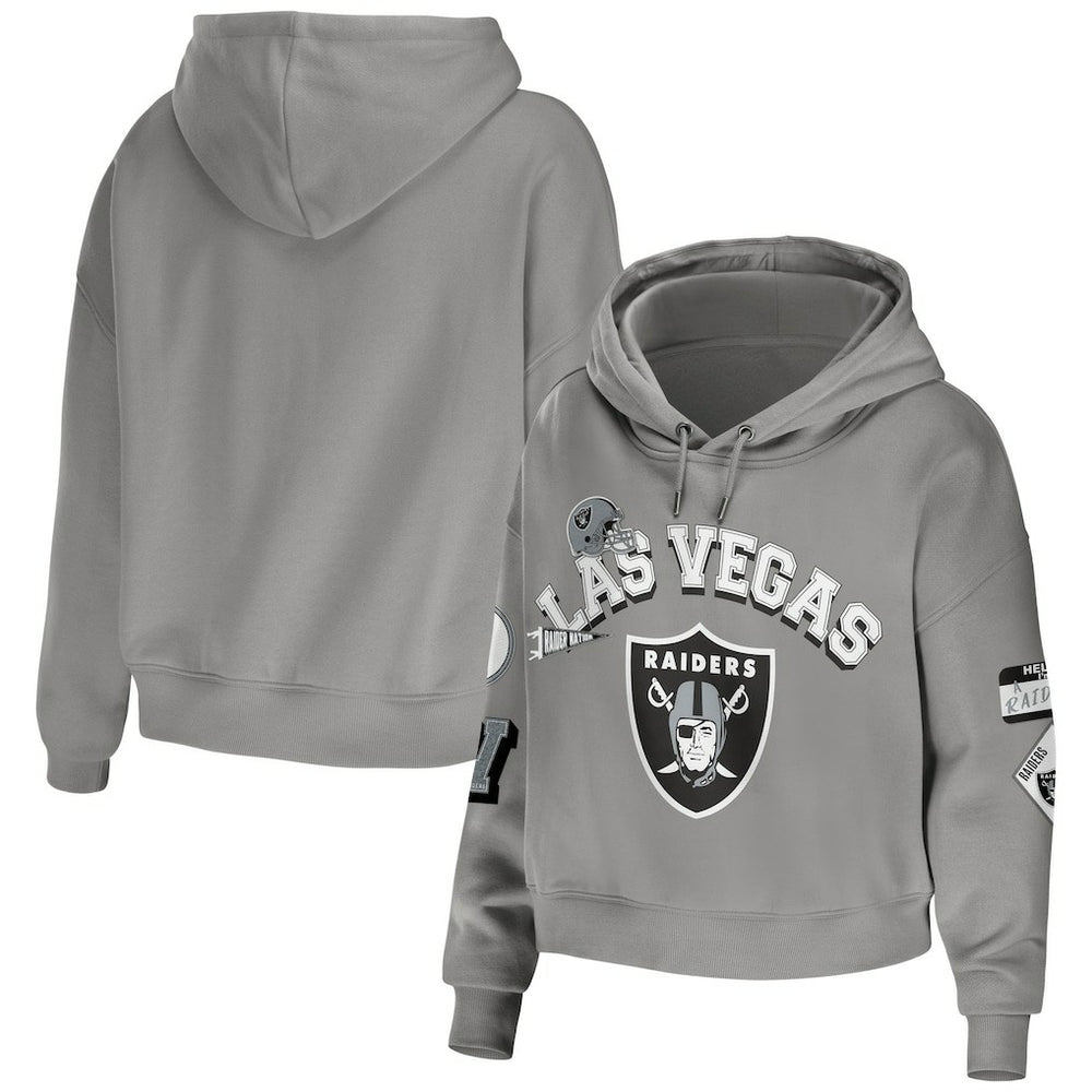 WEAR by Erin Andrews Women's Plus Size Modest Cropped Pullover Hoodie - Las Vegas Raiders Hoodies