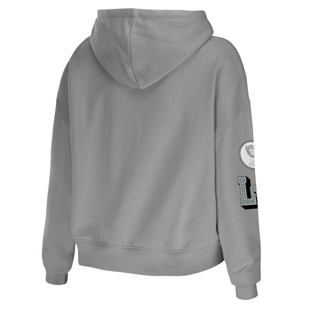 WEAR by Erin Andrews Women's Plus Size Modest Cropped Pullover Hoodie - Las Vegas Raiders Hoodies