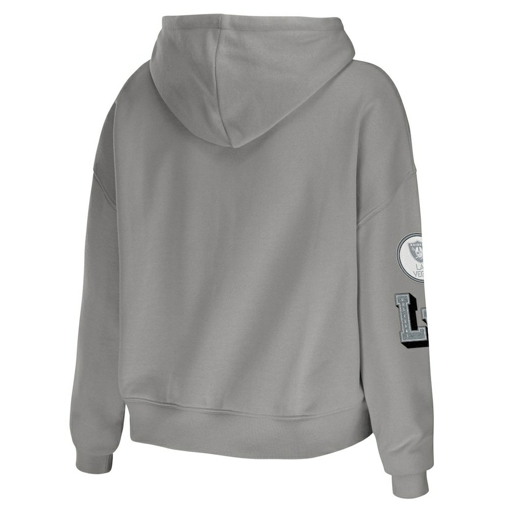 WEAR by Erin Andrews Women's Plus Size Modest Cropped Pullover Hoodie - Las Vegas Raiders Hoodies