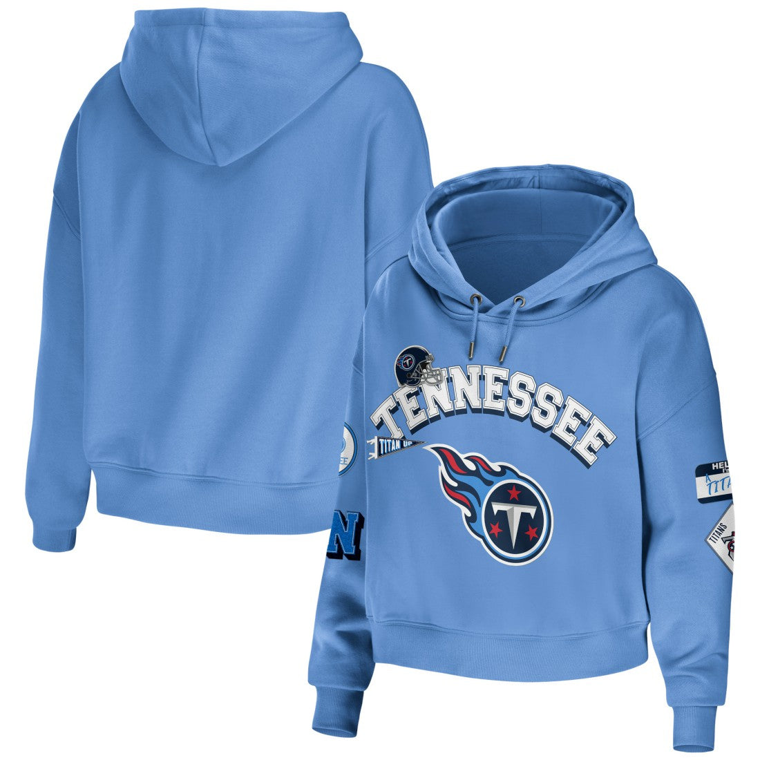 WEAR by Erin Andrews Women's Plus Size Modest Cropped Pullover Hoodie - Tennessee Titans Hoodies