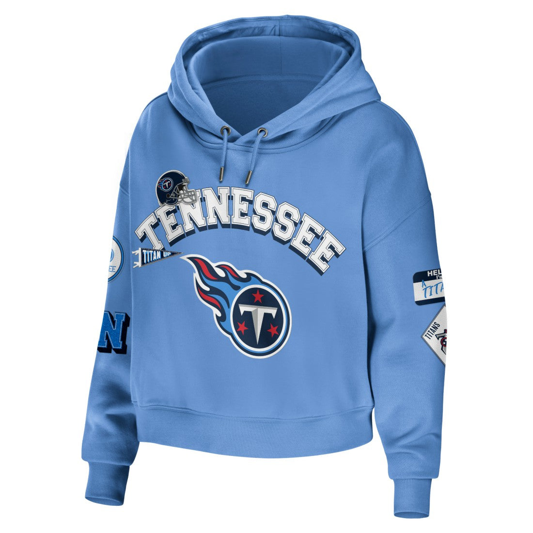WEAR by Erin Andrews Women's Plus Size Modest Cropped Pullover Hoodie - Tennessee Titans Hoodies