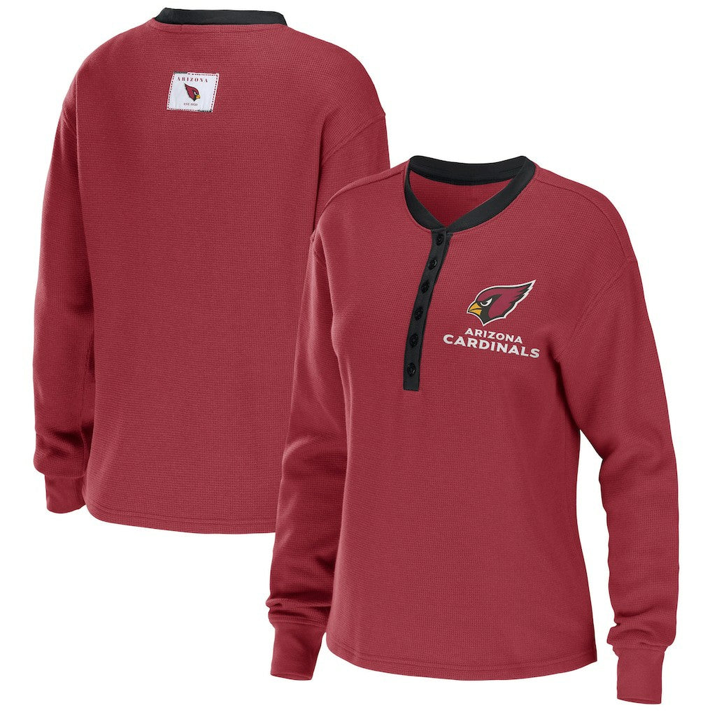 WEAR by Erin Andrews Women's Waffle Henley Long Sleeve T-Shirt - Arizona Cardinals T-shirts