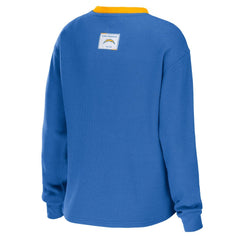 WEAR by Erin Andrews Women's Waffle Henley Long Sleeve T-Shirt - Los Angeles Chargers T-shirts