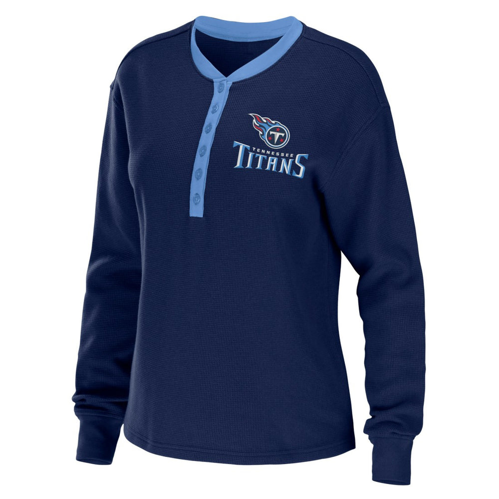 WEAR by Erin Andrews Women's Waffle Henley Long Sleeve T-Shirt - Tennessee Titans T-shirts