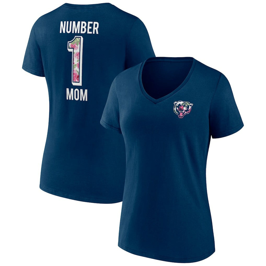 Women's Plus Size Mother's Day #1 Mom V-Neck T-Shirt - Chicago Bears T-shirts