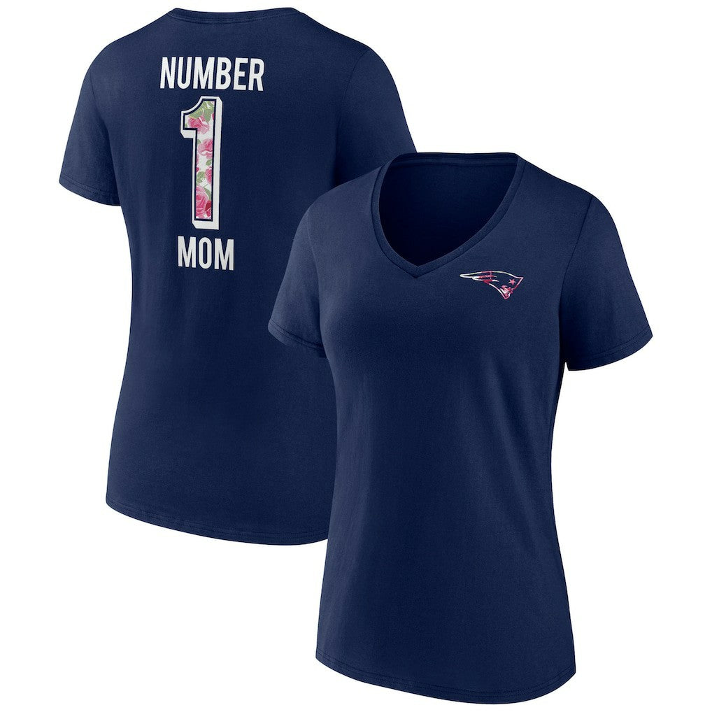 Women's Plus Size Mother's Day #1 Mom V-Neck T-Shirt - New England Patriots T-shirts