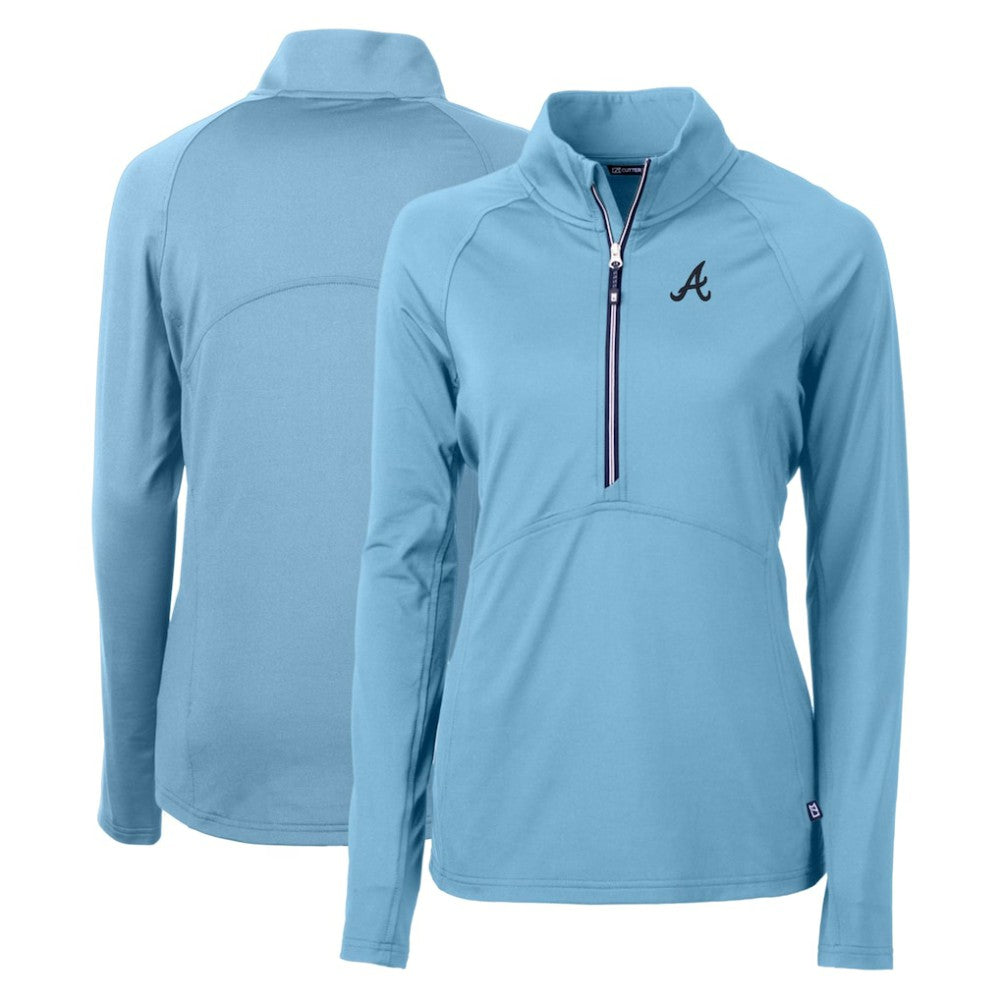 Light Blue Atlanta Braves Cutter & Buck Women's Adapt Eco Knit Stretch Recycled Half-Zip Pullover Top