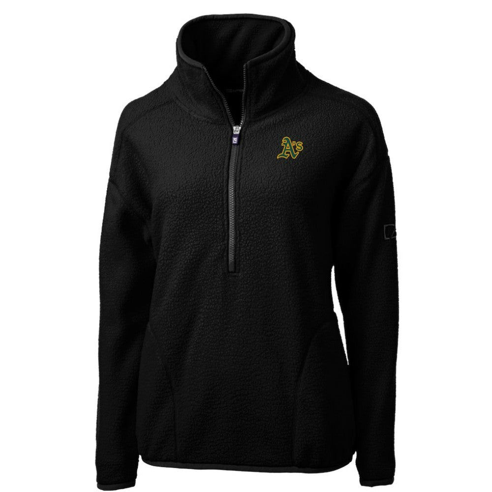 Black Athletics Cutter & Buck Women's Cascade Eco Sherpa Fleece Quarter-Zip Pullover Jacket