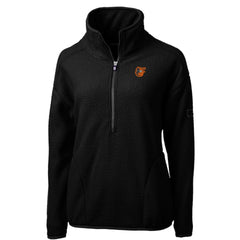 Black Baltimore Orioles Cutter & Buck Women's Cascade Eco Sherpa Fleece Quarter-Zip Pullover Jacket
