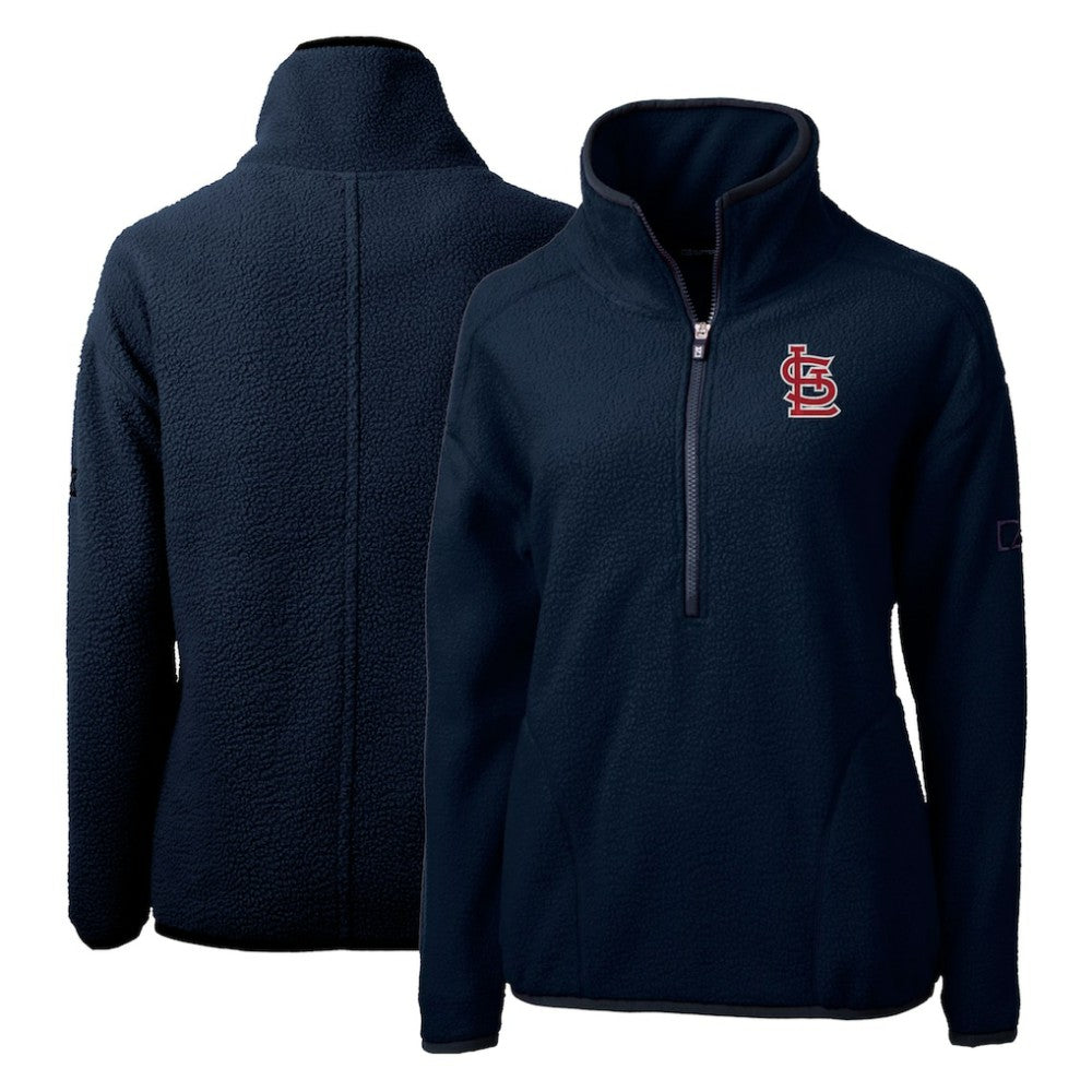Navy St. Louis Cardinals Cutter & Buck Women's Cascade Eco Sherpa Fleece Quarter-Zip Pullover Jacket