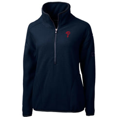 Navy Philadelphia Phillies Cutter & Buck Women's Cascade Eco Sherpa Fleece Quarter-Zip Pullover Jacket