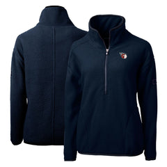 Navy Cleveland Guardians Cutter & Buck Women's Cascade Eco Sherpa Fleece Quarter-Zip Pullover Jacket