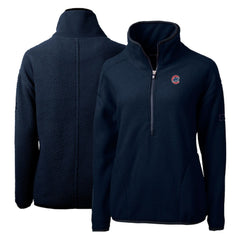 Navy Chicago Cubs Cutter & Buck Women's Cascade Eco Sherpa Fleece Quarter-Zip Pullover Jacket